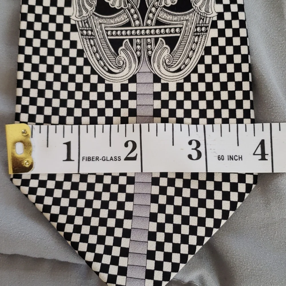 Henri Picard Silk Black & White Geometrical Tie